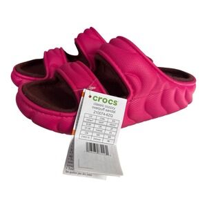New Crocs Classic Cozzzy Overpuff Sandal Dragon Fruit Pink Fleece Lined M 5 W 7